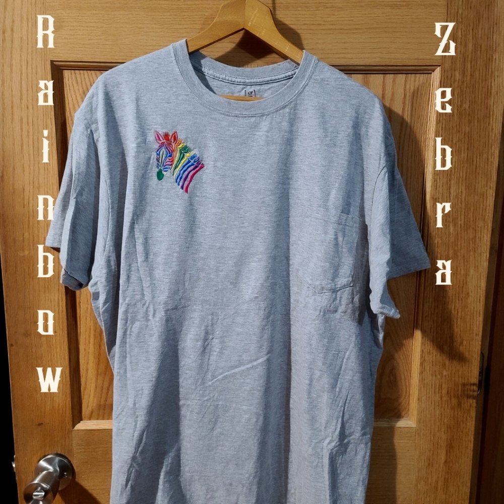 Rainbow Zebra Embroidered Tshirt